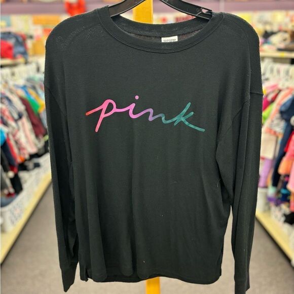 PINK Ladies XS Black Long Sleeve Top - Picture 1 of 3